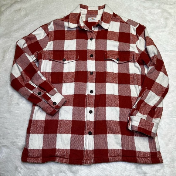 Marine Layer Riley‎ Overshirt in Rust/Cream size extra small - Picture 6 of 9